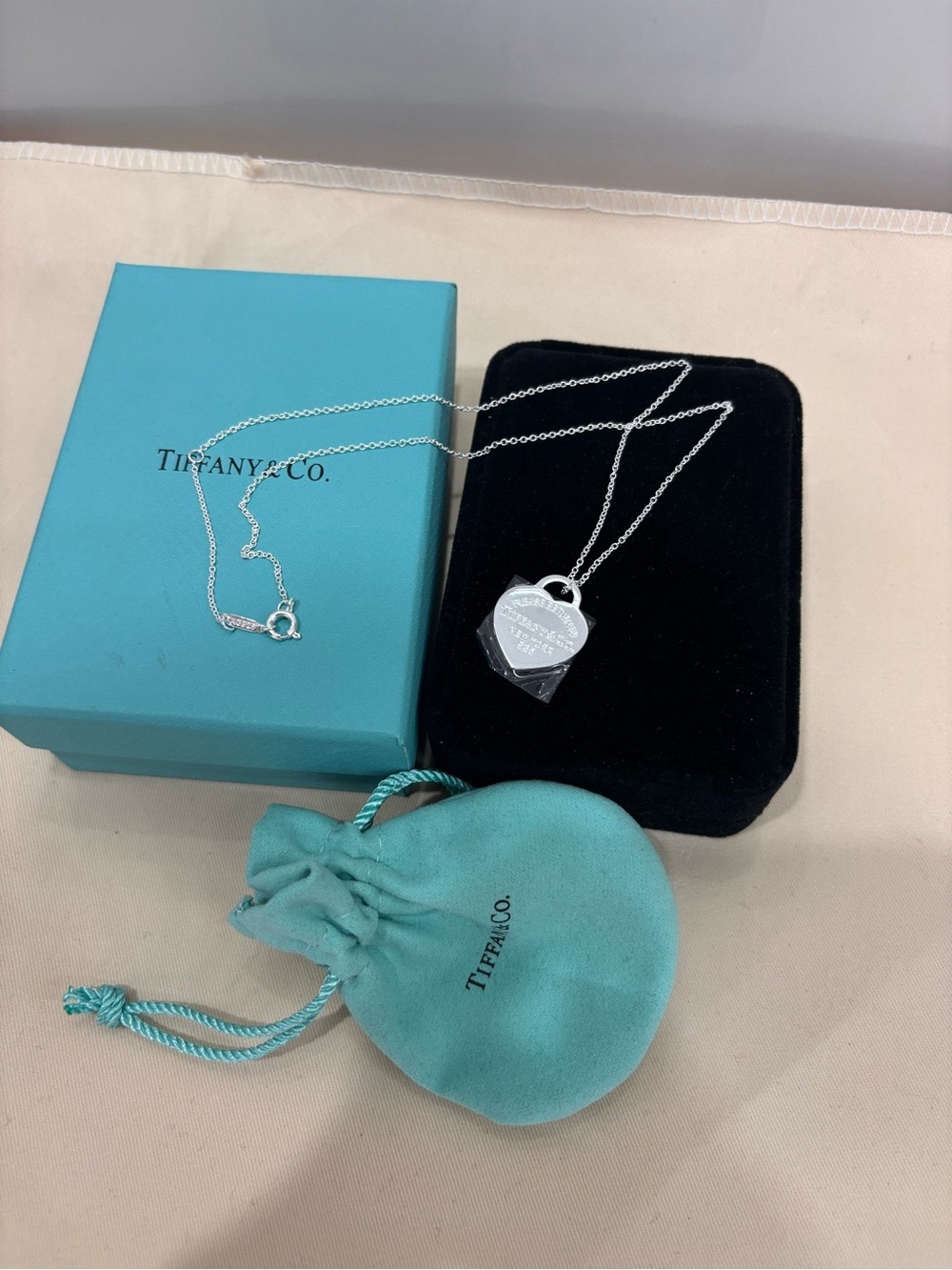 Tiffany & Co. Silver Chain with Turquoise Heart Pendant - Picture 2 of 5